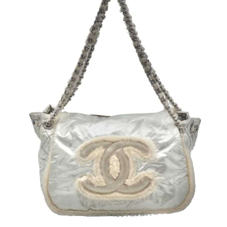 CHANEL MOHAIR FUR SHOULDER FLAP BAG