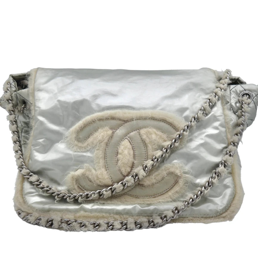 CHANEL MOHAIR FUR SHOULDER FLAP BAG