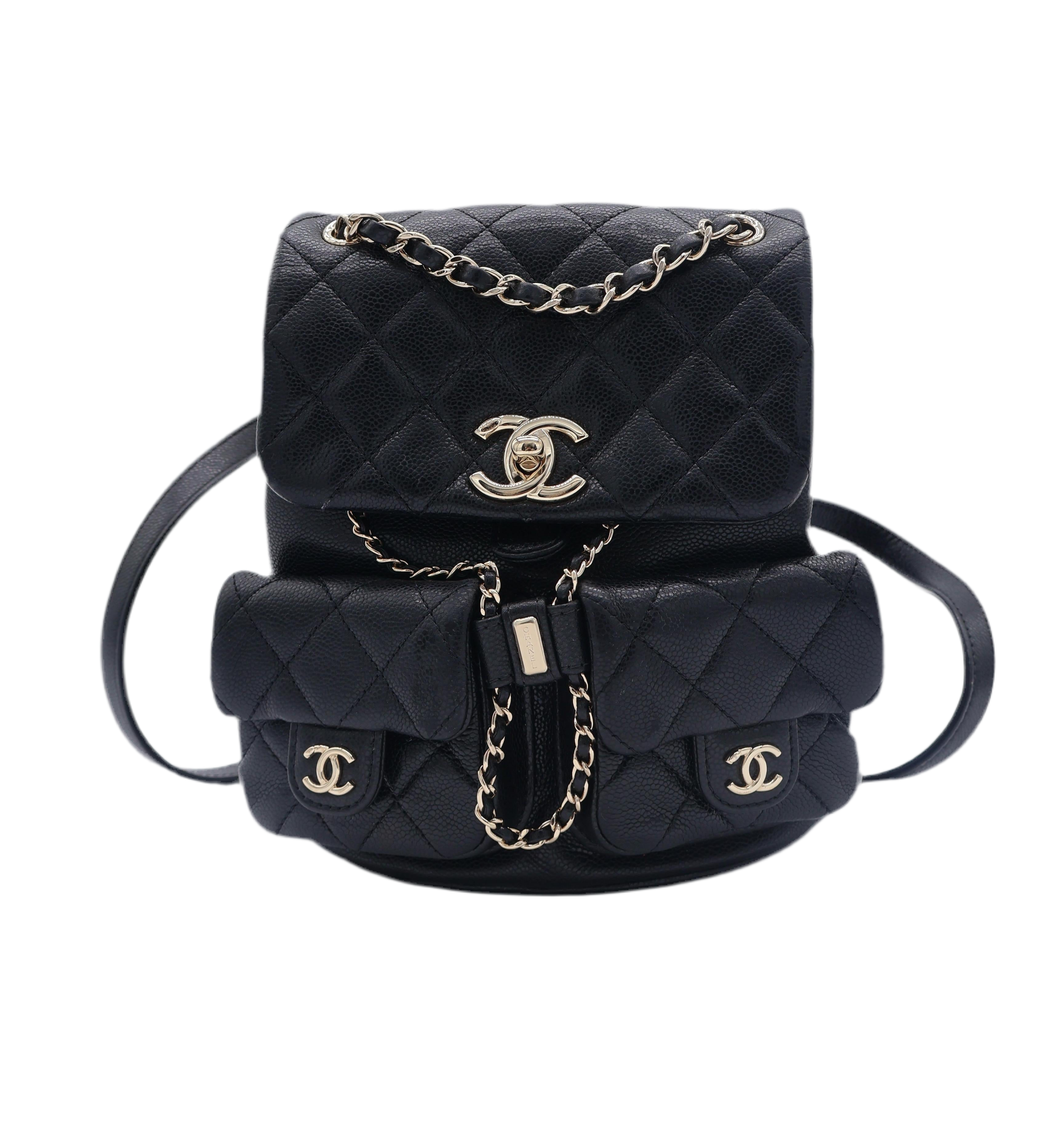 Chanel Mini Duma Backpack in Caviar Leather - Black