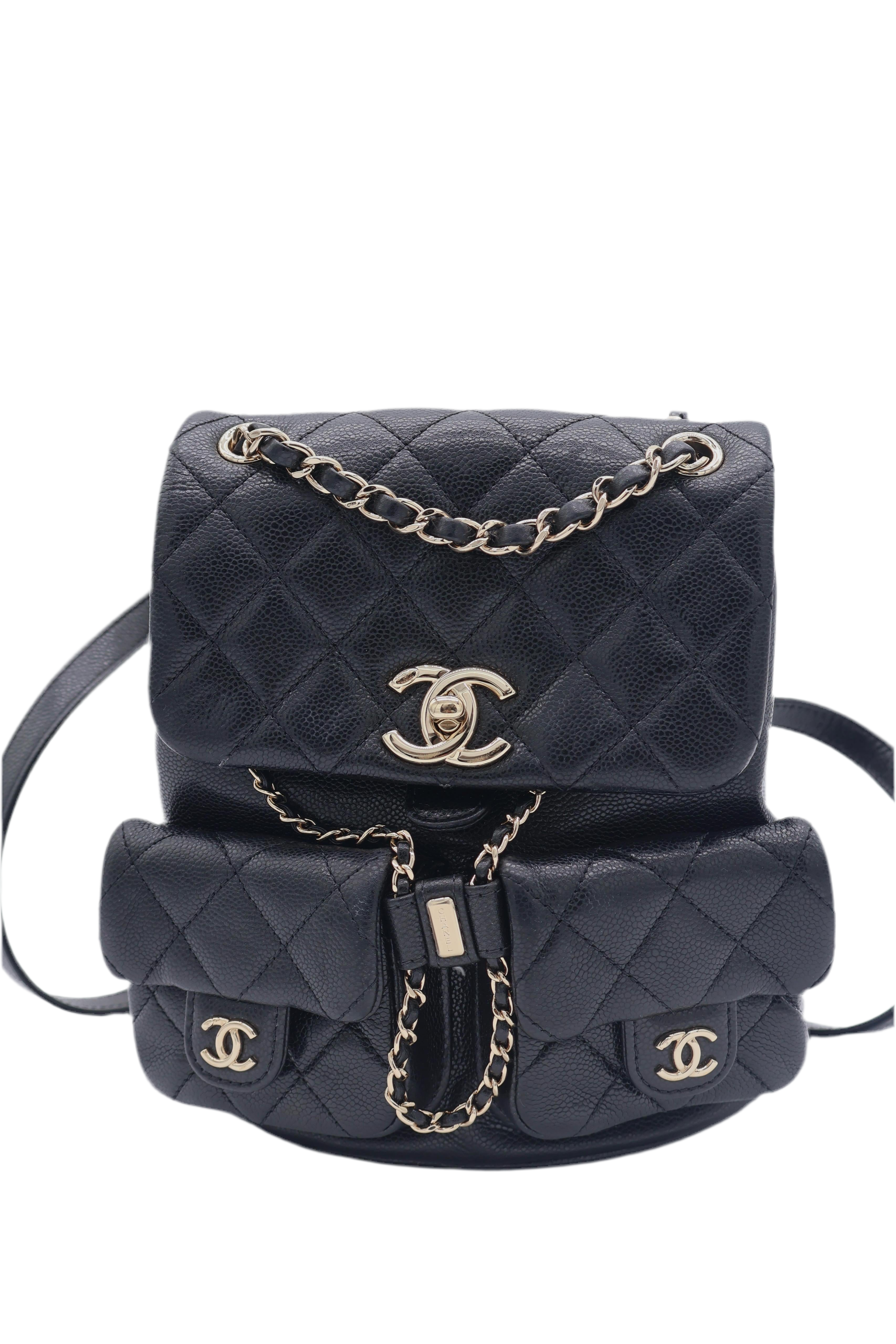 Chanel Mini Duma Backpack in Caviar Leather - Black