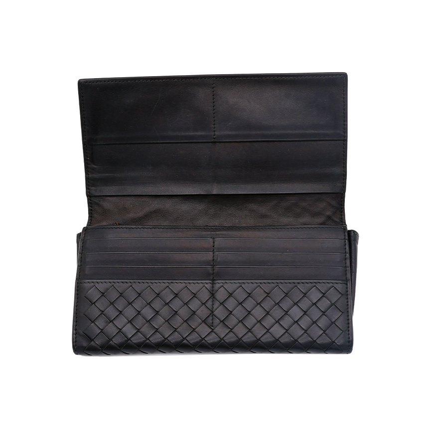 BOTTEGA INTRECCIATO FLAP WALLET BLACK