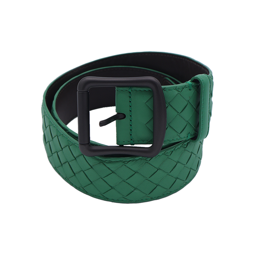 BOTTEGA VENETA GREEN LEATHER BELT
