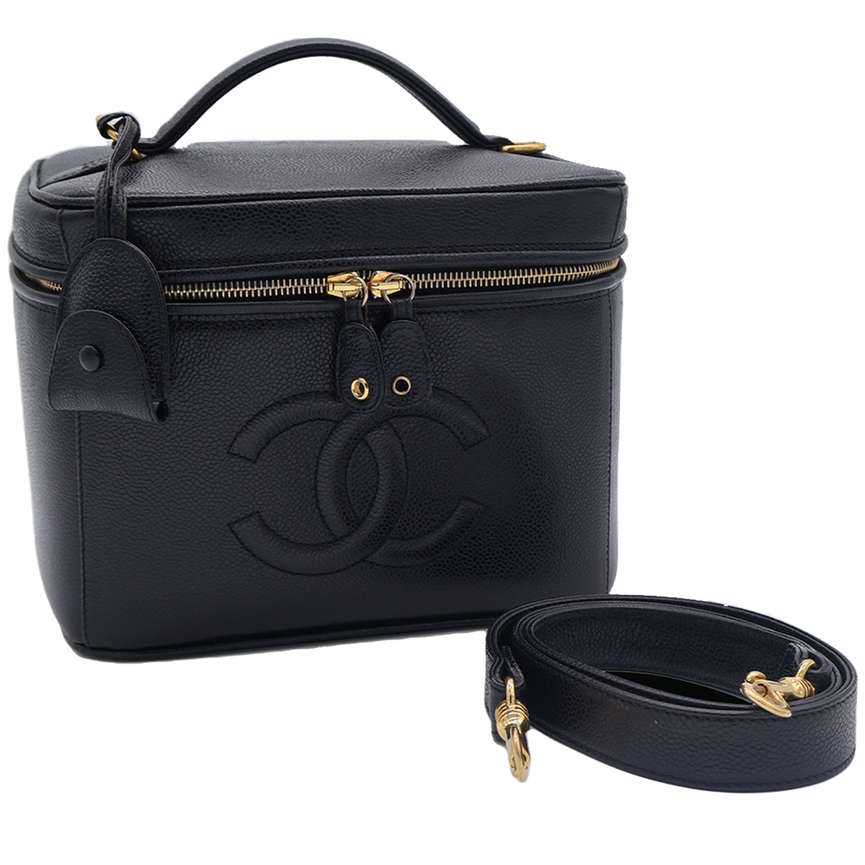 CHANEL BLACK CAVIAR LEATHER VANITY