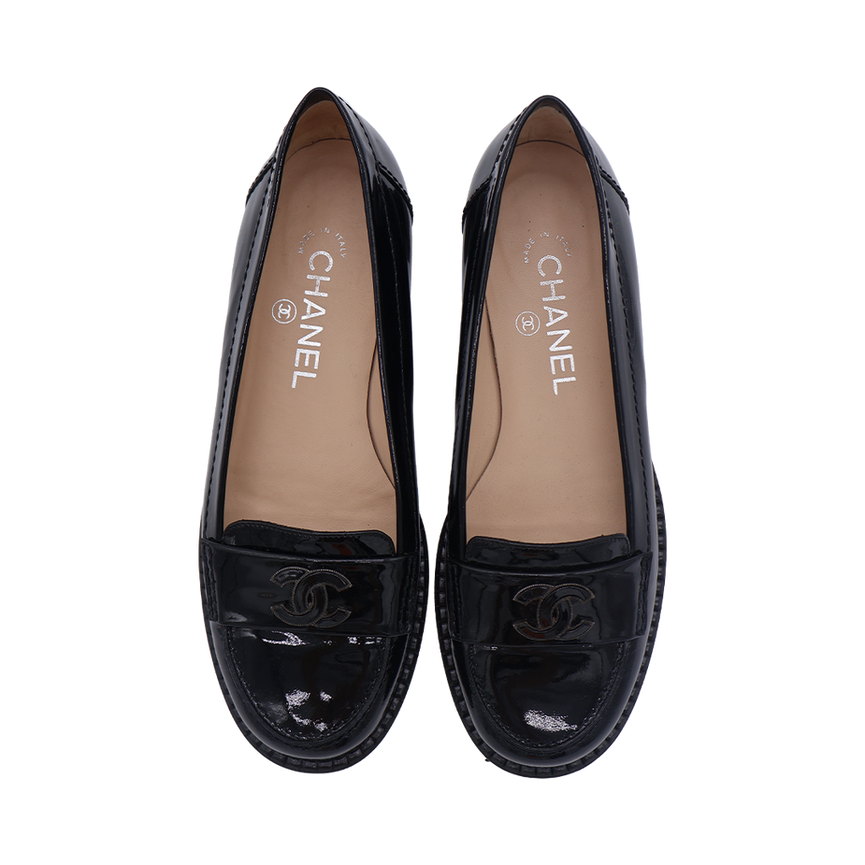 CHANEL PATENT LEATHER LOAFERS